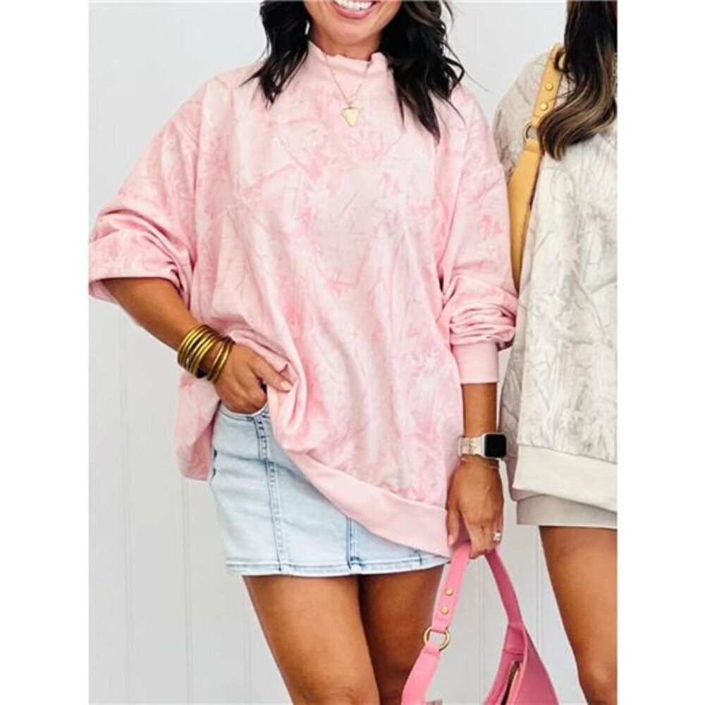 Tie-Dye Oversized Mock Neck Sweatshirt